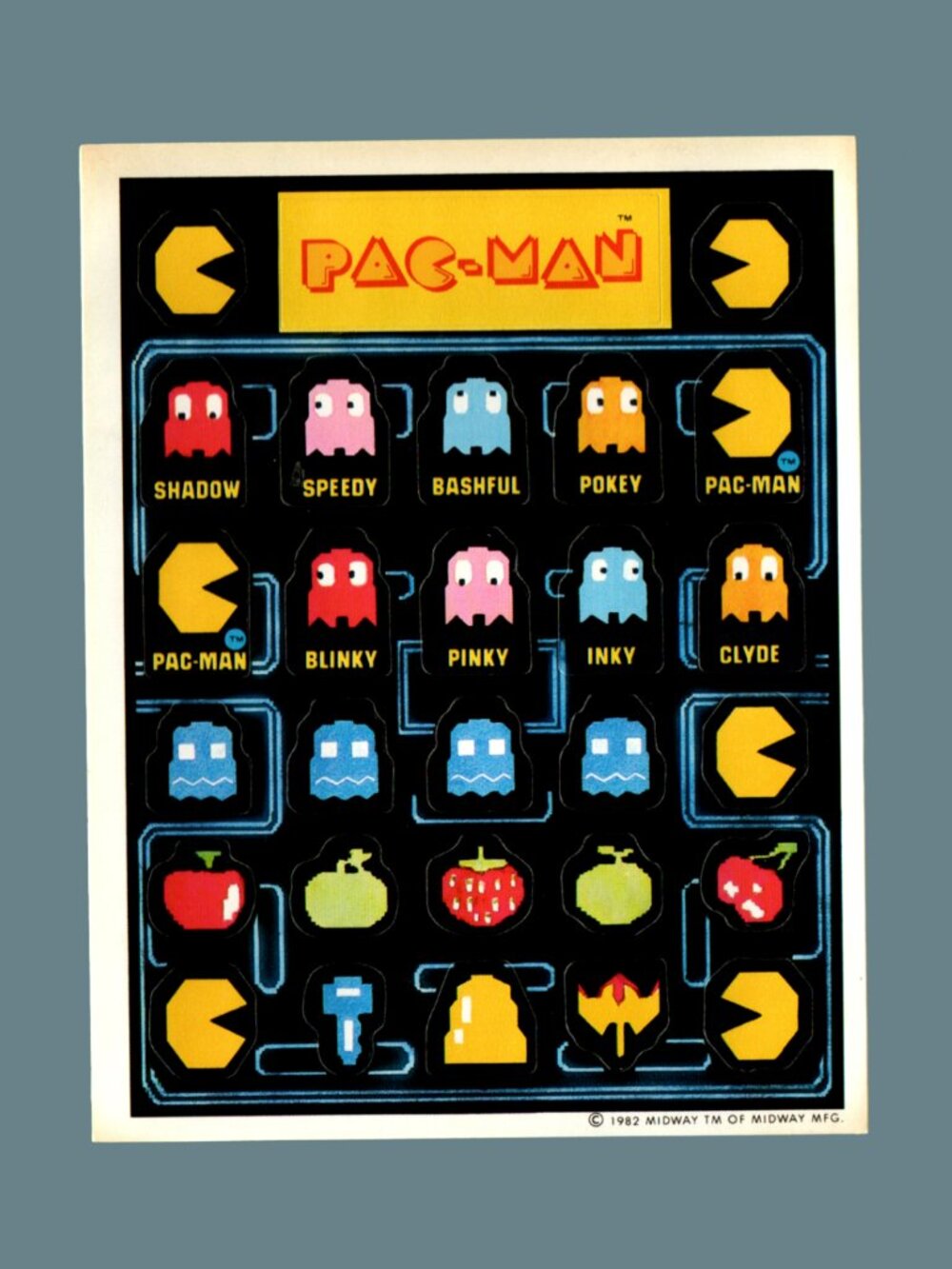 Midway Arcade Pac-Man 1982 Sticker Sheet Craft & Collecting
